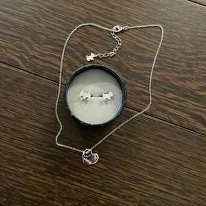 Agatha Paris Silver Dog necklace small earrings set